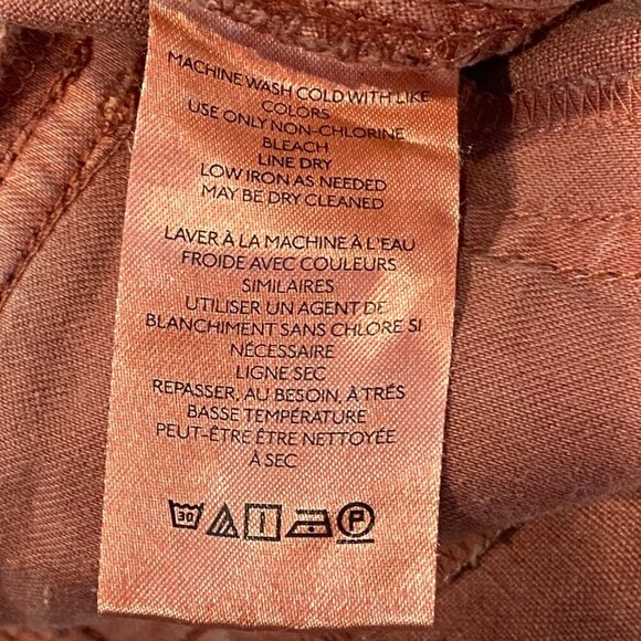 Anthropologie Pilcro Linen Beach Cargo Pants Coral Wide Leg Sz 14 #61W - Picture 10 of 12